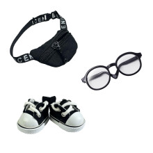QIXINGWISE Set di accessori per bambole da 3 pezzi incluso Mini occhiali Borsa a tracolla e scarpe di tela Accessori per vestire Sostituzione per