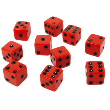 Hobby Monsters 10 stykker 16 mm spilterninger (r?de med sorte kerner)