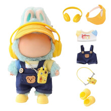 Vestiti per bambole Accessori Elegante tuta Kawaii Completo cuffie Set 6 pezzi Adatto per bambola da 15 cm 17 cm Cappello per bambola Cuffie Stiv