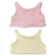 niannyyhouse 10 cm pluche poppenkleertjes effen kleur vest mouwloos T-shirt pop aankleden (beige + roze 10 cm)