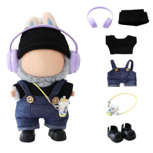 Vestiti per bambole Accessori Elegante tuta Kawaii Completo cuffie Set 6 pezzi Adatto per bambola da 15 cm 17 cm Cappello per bambola Cuffie Stiv