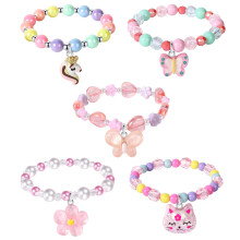 BGSHEMNI 5 stykker farverige piger enhj?rning armb?nd regnbue perler armb?nd til f?dselsdagsfest favoriserer blomster venskab armb?nd smykker sm?