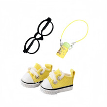 3 stykker dukke t?j s?t tilbeh?r Mini dukke l?rred sneakers briller vandflaske taske dekoration til 17 cm dukker mini finger sko S?dt outfit t?j