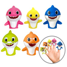 Nickelodeon Baby Shark 5 kpl sormenukkesetti - Juhlasuosikkeja, opettavaisia ??kylpyleluja Story Time Beach Lelut Playtime 5 Count (1 kpl)