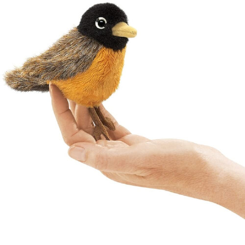 Folkmanis Mini Robin Finger Puppet Brun R?dlig Orange Sort 8""""