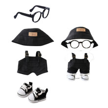 Vestiti per bambole Accessori Elegante tuta Kawaii Set di 4 pezzi Pantaloni con bretelle per bambole da 15 cm 17 cm Cappello da bambola carino Sc