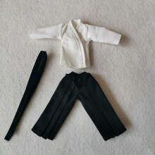 1/12 Samurai Kimono Clothes for Clown 6" 6 inches Action Figure Doll Clothes (White top&Black Trousers)