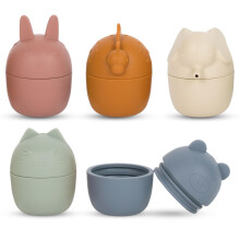 Brooklyn, giocattoli da bagno in silicone neutro non tossico, confezione da 5 vasche da bagno con animali e giochi d'acqua per neonati