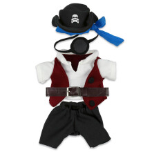 DolliBu Pirat Plüschkostüm Set - Piratenhemd Gürtel Weste, Hose, Piratenhut, Augenklappe, Teddy Outfit - Small 5