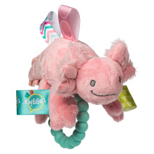 Zacht Baby Rammelaar met Kalmerende Bijtring en Sensory Tags, 15 cm, Lizzy Roze Axolotl