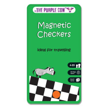 Magnetyczna gra w warcaby podróżne Purple Cow - gry planszowe dla dzieci i dorosłych. Świetne w podróży.