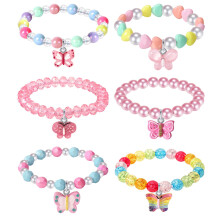 BGSHEMNI 6 stuks kleurrijke meisjes vlinderarmbanden regenboog kralenarmband voor verjaardagsfeestartikelen peuter vriendschapsarmband sieraden klein