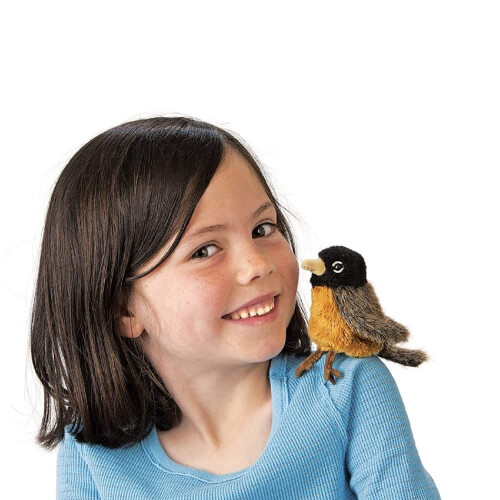 Folkmanis Mini Robin Finger Puppet Brun R?dlig Orange Sort 8"""" 1