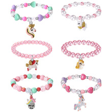BGSHEMNI 6 stuks kleurrijke meisjesarmbanden regenboog kralenarmband voor verjaardagsfeestartikelen peuter vriendschapsarmband sieraden kleine meisje
