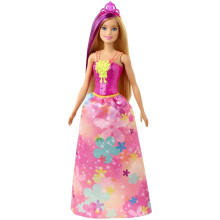 Barbie Dreamtopia Bambola Reale con Accessori, Bionda con Ciocca Viola e Gonna Rosa Rimovibile