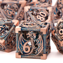 KERWELLSI Hule DND-terninger D&D med gave?ske 7 stk Polyhedral metal D- og D-terninger til rollespil Dungeon Dragon-terninger D20 D12 D10 D8 D6 D