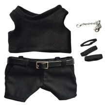 niannyyhouse 20cm Plys dukket?j Sort vest Bukser B?ltetilbeh?r