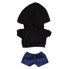 niannyyhouse 8 tommer (20 cm) Plys dukket?j H?ttetr?jer uden lomme jeans dukke dressup (sort)