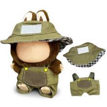 17 cm dukket?j s?t med hovedbekl?dning og bekl?dning Unik p?kl?dning og kollektormode (ingen dukke) (Pocket Hunter (BucketHat+Overalls))