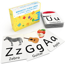 Attractivia Magnetic Big Montessori Alphabet ABC Flash-kort - 52 robuste store og sm? bogstaver sort - til klassel?rere Hjemmeskole ESL b?rn og v