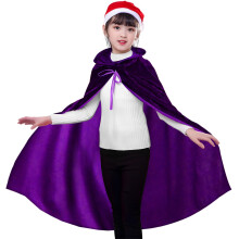 XonyiCos fluwelen mantel voor kinderen met capuchon Halloween gewaad cosplay kostuum (paars L (leeftijd 8-16))
