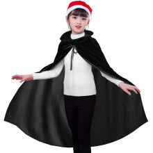 XonyiCos fluwelen mantel voor kinderen met capuchon Halloween gewaad cosplay kostuum (zwart S (leeftijd 3-4))