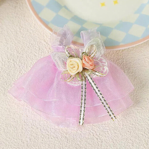 Conjunto de Roupas para Bonecas 17cm (sem boneca), Laço e Colar de Pérolas e Vestido de Renda (Roxo) 1