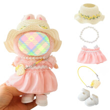 T?j til dukker Tilbeh?r Outfit S?t 5 stykker Gaze Kjole til 15cm 17cm Dukke (Ingen Dukke) Romantisk Hat Nederdel Sko Dukke T?j S?t Erstatning Pin