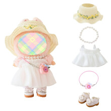 T?j til dukker Tilbeh?r Outfit S?t 5 stykker Gaze Kjole til 15cm 17cm Dukke (Ingen Dukke) Romantisk Hat Nederdel Sko Dukke T?j S?t Udskiftning Hv
