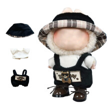 17 cm t?js?t S?d hat Unikt lommedesign overalls p?kl?dningss?t (INGEN dukke) H?ndlavet t?j designet til 17 cm dukke (sort s?t)