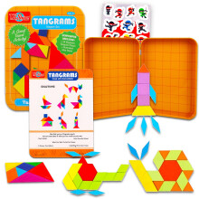 360 Combinatie Tangrams Reisspel met draagbaar hoesje voor kinderen - Bundel met magnetische patroonblokken Stickers | Montessori activiteit met geom