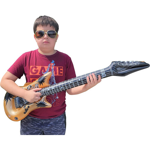 Guitarra Inflável Rock-n-Roll Dourada (40 Polegadas) - Pacote com 6 2