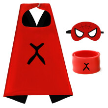Mizzuco Verkleedcapes voor kinderen Superheldenmantel met masker en tailleband Halloween-kostuums en feestverkleedcadeau (rood zwart)