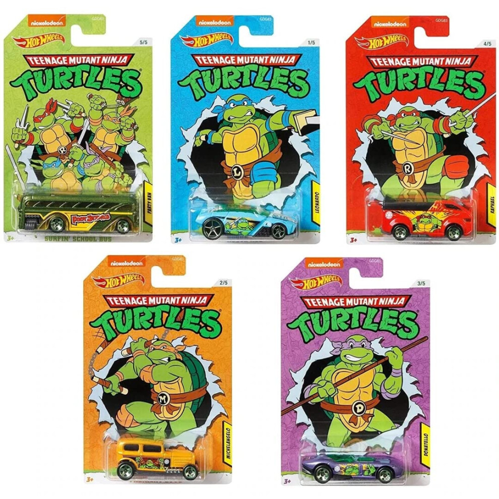 Hot Wheels Teenage Mutant Ninja Turtles Tmnt Complete Set Of 5 Vehicles