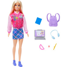 Barbie I Love School Doll & Accessories Toy Set 7 Pieces Include Backpack Laptop & More Blonde Fashion Doll Wears Removable Look