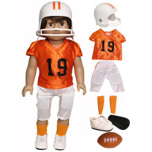 Uniforme de Futebol Laranja e Preto 6pc para Bonecas de 18 Polegadas | Qualidade Premium