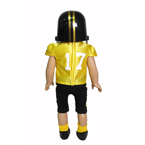 Conjunto de Futebol Amarelo e Preto 6pc para Bonecas de 18 Polegadas | Qualidade Premium & Design Moderno | Roupas para Bonecas 2