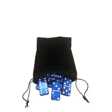 Domino Double 6 piastrelle marmorizzate blu scuro con spinner dimensioni torneo Jumbo in elegante sacchetto di velluto nero