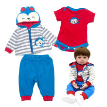 Vestiti per bambole rinate Set di vestiti per scimmie blu per bambole rinate da 17-18 pollici Accessori per vestiti coordinati 3 pezzi