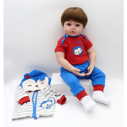 Conjunto de Roupa de Boneca Reborn Macaco Azul para Boneca de 17-18 polegadas 1