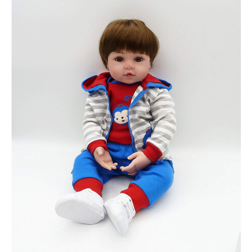 Conjunto de Roupa de Boneca Reborn Macaco Azul para Boneca de 17-18 polegadas 2