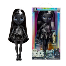Rainbow High Shadow High Shanelle Onyx- Grayscale 11” Fashion Doll. Capelli neri. Outfit nero. Borsa alla moda.