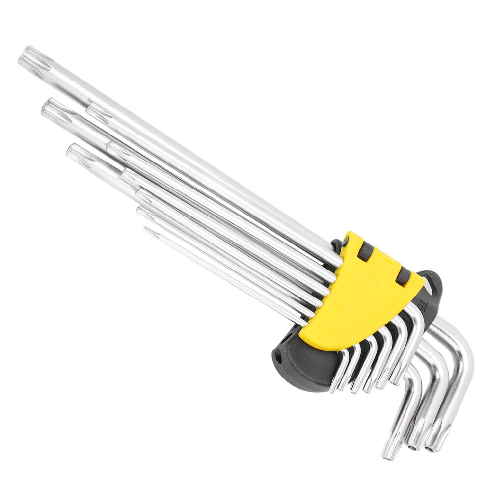 9Pcs Silver Extended Length Hex Wrench Set, Sizes T10âT50 9471360200514
