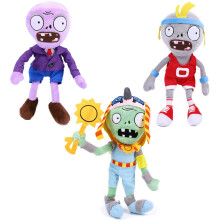 JHESAO 3-delige Plants & Zombies Sport-pluche zombiesets - 2 zacht gevulde poppen - Paarse PVZ-knuffels