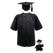 GraduationMall Baby Graduation Cap and Gown Set with Tassel - NICU Graduate Outfit for Infants 0-6 Months, Soft Satin Black S