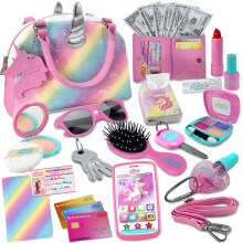 Borsa da Gioco per Bambine e Bambini - Borsa Unicorno per Gioco di Ruolo: Telefono, Portafoglio, Carte, Chiavi, Trucco
