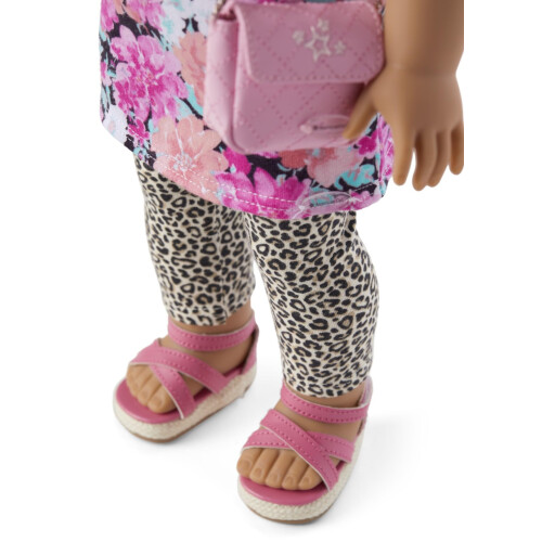 American Girl Acessórios para Boneca American Girl Truly Me de 18 polegadas - Calças de Onça, Calças Rosas e Chapéu de Palha 2