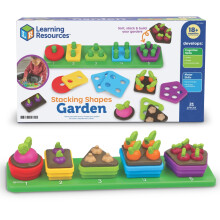 Learning Resources Stacking Shapes Garden, Fine Motor Skills, Stacking and Sorting Puzzle Board, Montessori Toddler Sensory Table Toys, Color Matching