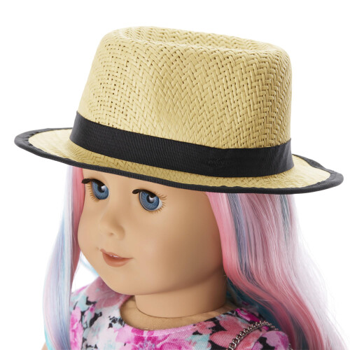American Girl Acessórios para Boneca American Girl Truly Me de 18 polegadas - Calças de Onça, Calças Rosas e Chapéu de Palha 1