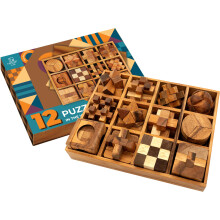 Conjunto de Puzles de Madera BSIRI (12 Juegos) - Desafíos para Adultos, Juegos Interactivos para Pruebas de IQ